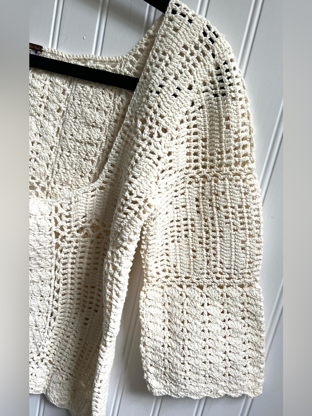 Free People Bahamas Button Down Crochet Top in Ivory  Size XS - Picture 4 of 9